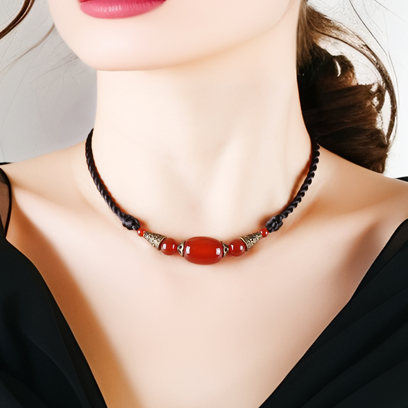 合金项链 气质短款手工编织民族风项链百搭简约时尚小众个性女款