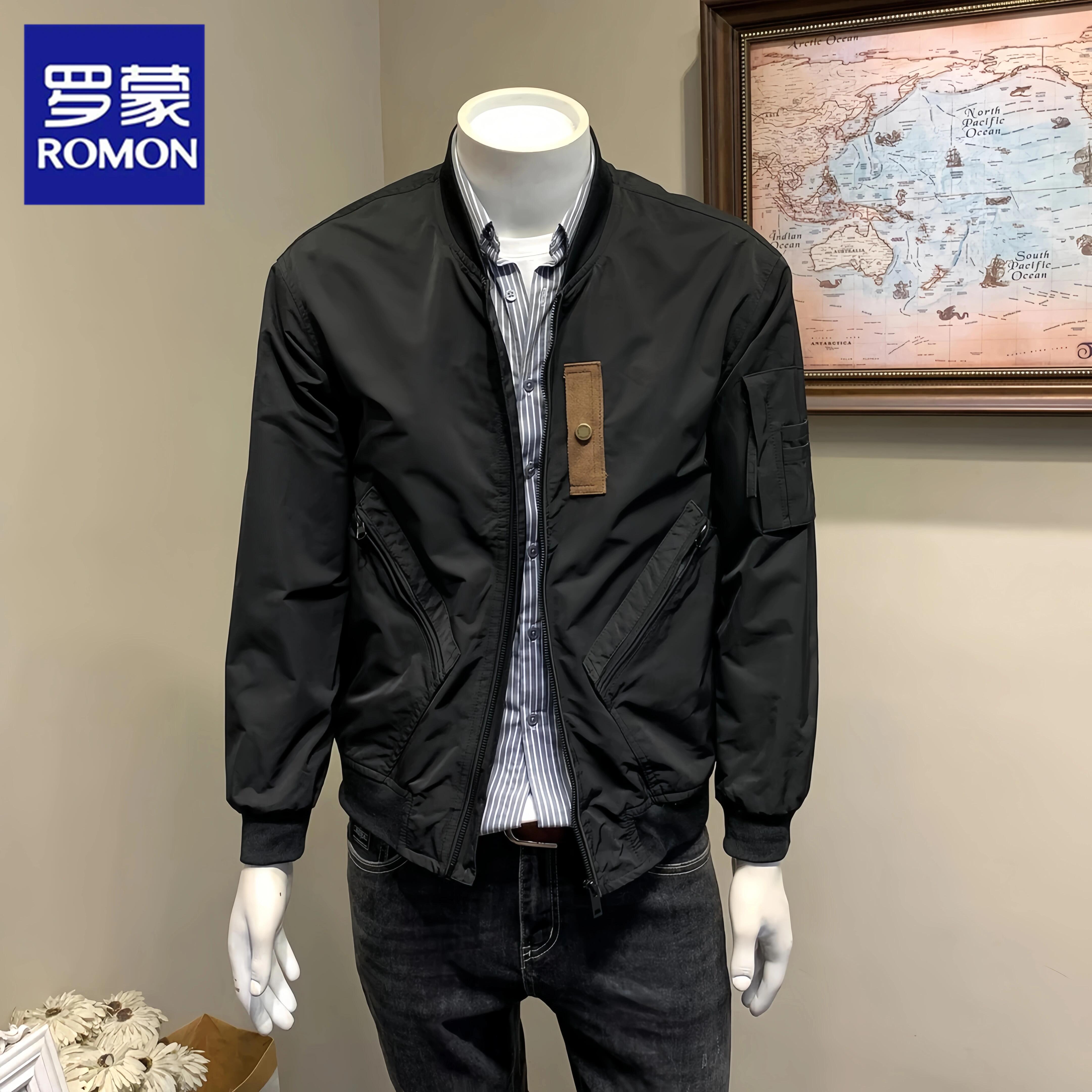 Romon/罗蒙棒球服外套男士2025春秋季新款修身简约飞行员工装夹克
