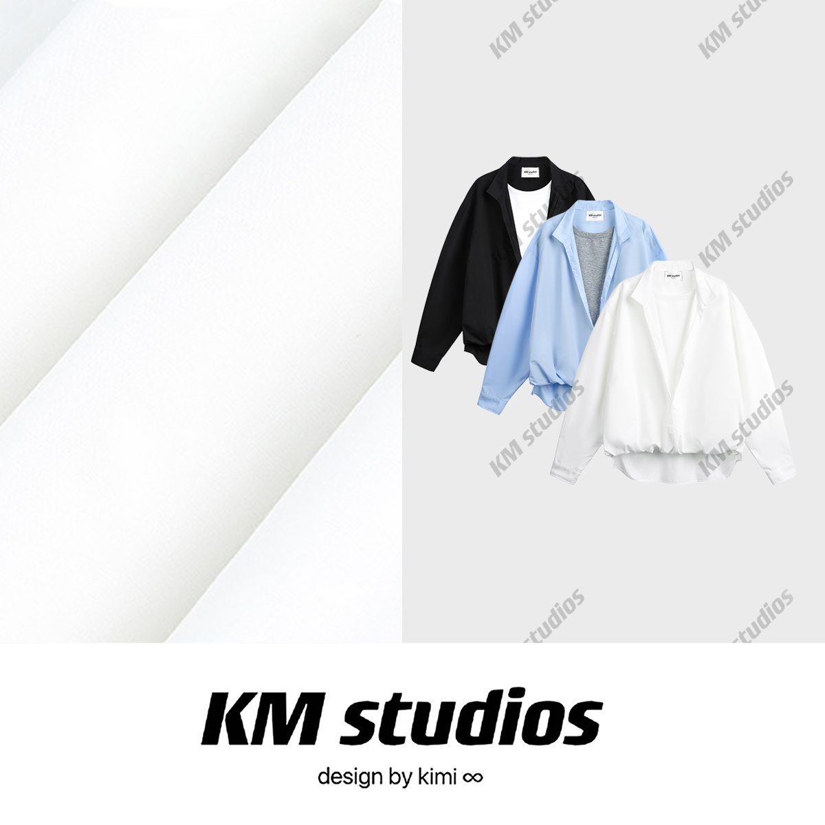 KM studios 25秋季新款假两件长袖衬衫宽松休闲百搭衬衣