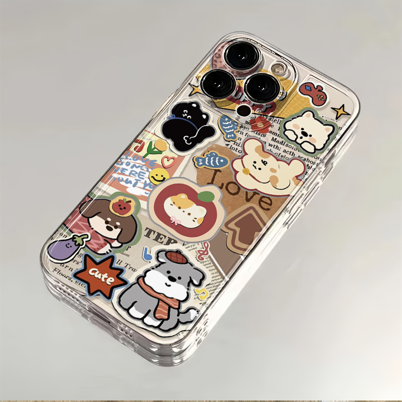 太空壳拼贴复古苹果猫咪适用苹果17promax情侣手机壳16小米华为1