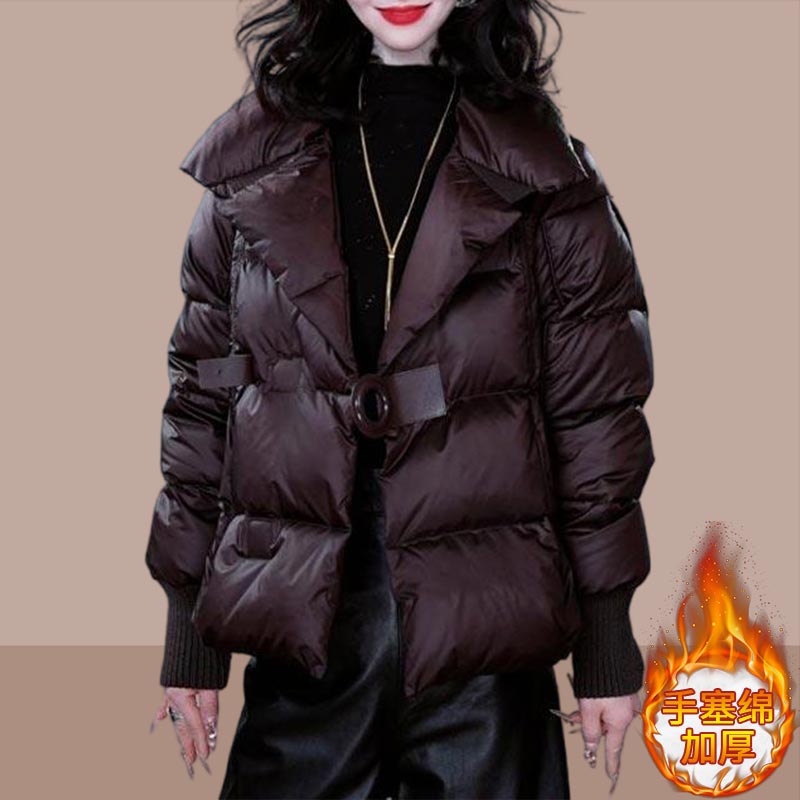 欧货时尚百搭保暖棉服外套女2026冬季新款高级感宽松加厚纯色棉衣