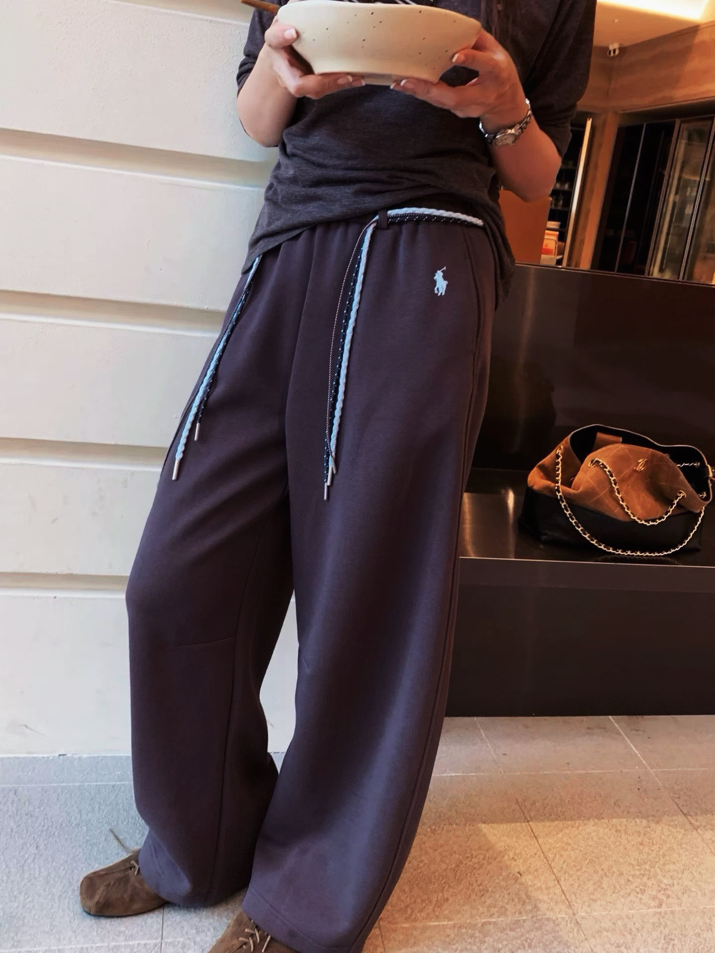 【秋冬新款】MT‘ h双腰绳刺绣小马休闲卫衣裤’  时尚直筒裤简约百搭