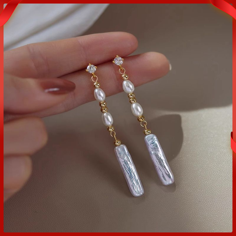 合金耳饰 异形流苏感巴洛克风格长款小众设计耳环时尚女士配饰