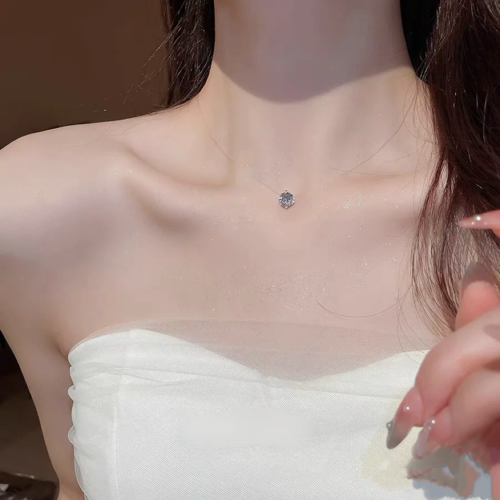 非金属莫桑石项链 人鱼泪孙俪同款珠宝爆闪2025轻奢ins锁骨链项链