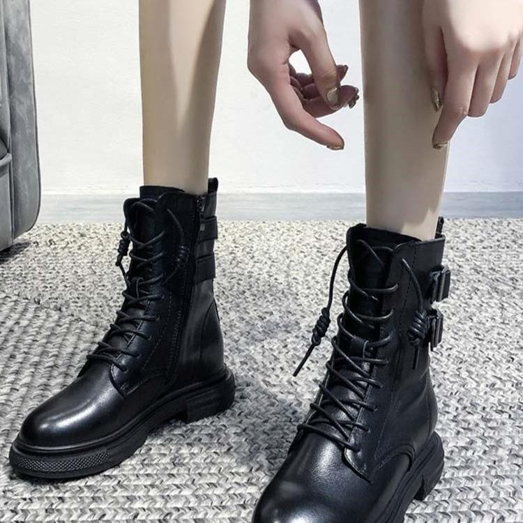 【奥莱】2025秋冬新款厚底短靴羊毛衬里英式中小腿摩托车靴