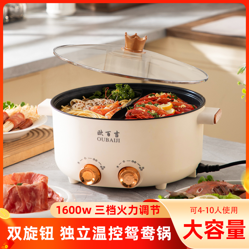 大容量鸳鸯锅双拼锅家用电火锅多功能电煮锅电热锅双拼锅