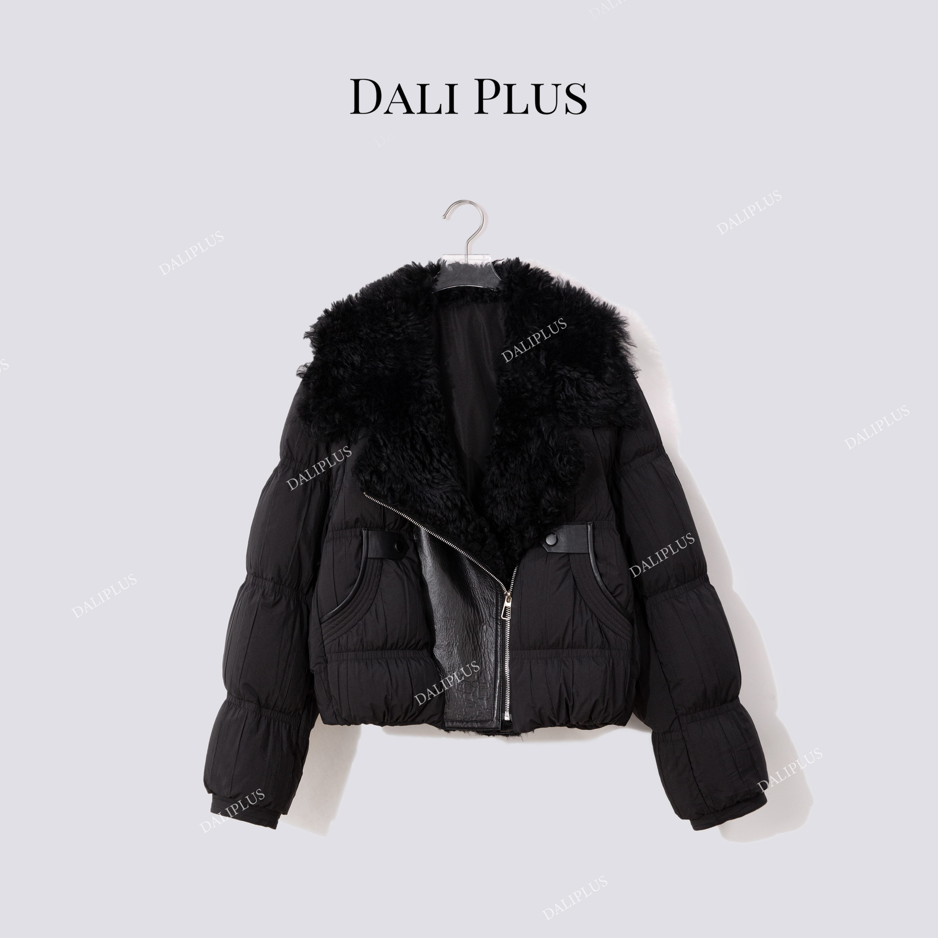 DALI PLUS三-宅托卡羊毛90鹅绒服拼皮短款羽绒服-D5MM3006