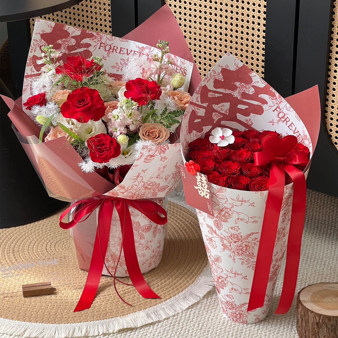 新款婚礼浪漫喜上眉梢包装纸花店鲜花束浪漫喜庆包花纸花艺资材