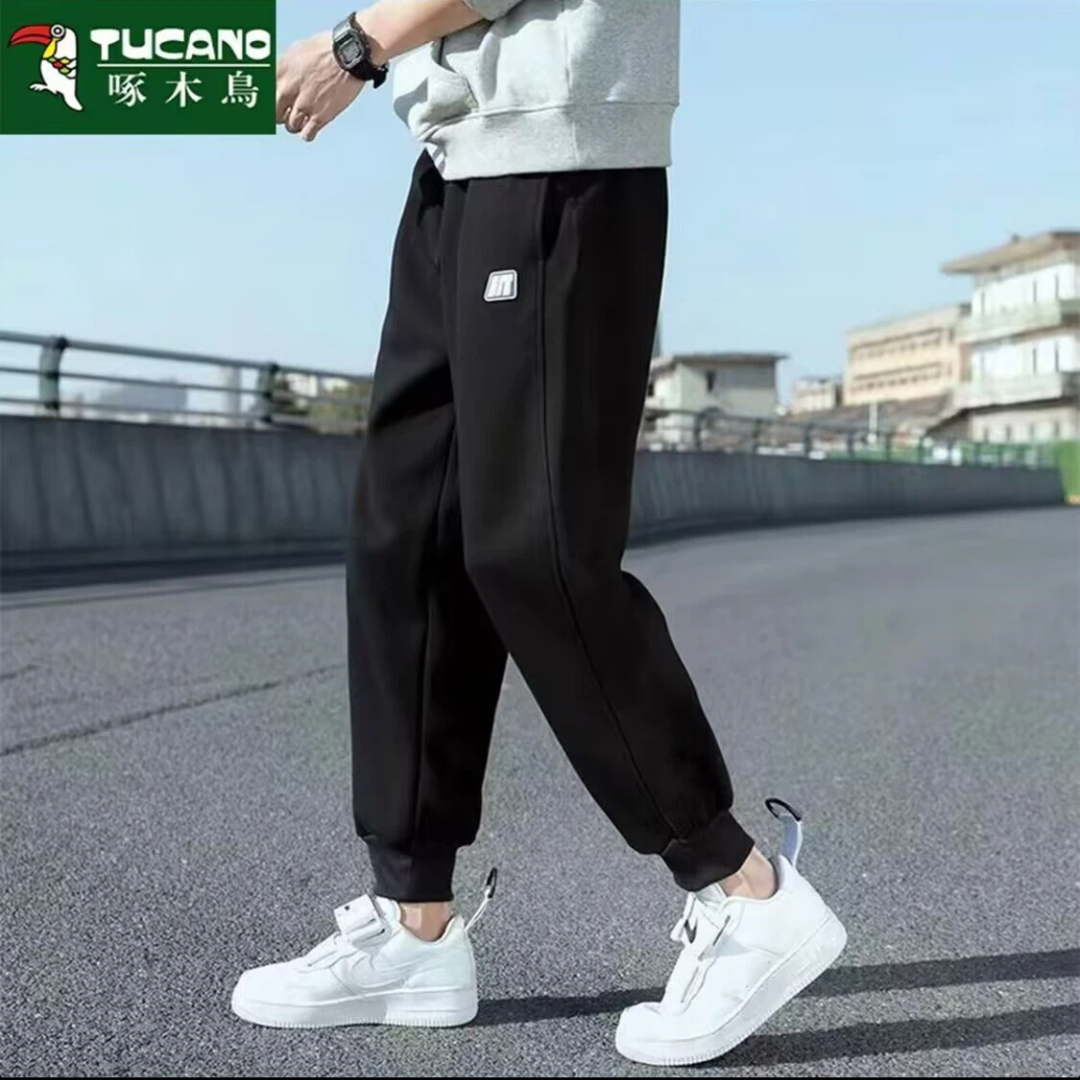 啄木鸟春秋纯棉卫裤男士运动裤子男灰色外穿运动潮流百搭休闲裤