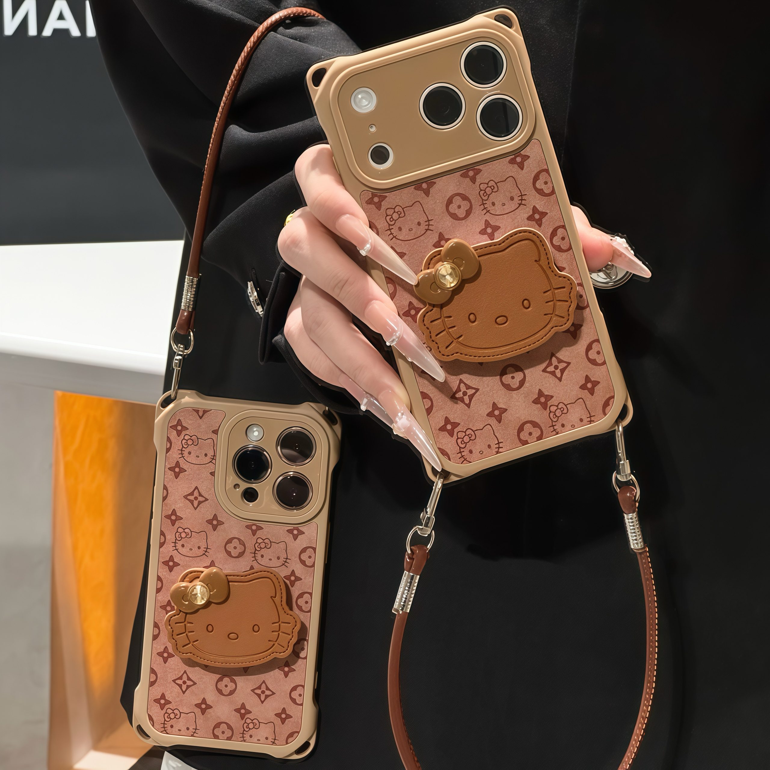 复古KT支架挂绳适用苹果17/16手机壳iPhone15小米vivoppo华为p70