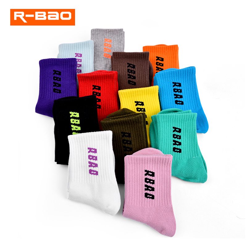 R-BAO运动袜休闲夏季常规款中筒透气袜子百搭潮流中筒袜