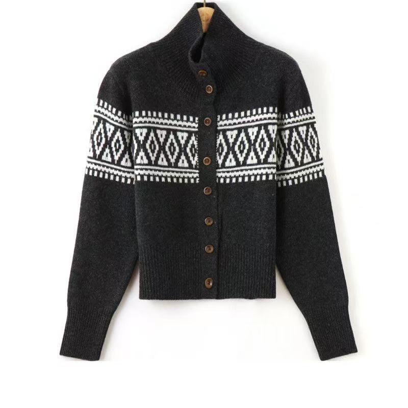 韩系复古提花针织衫2025年秋冬新款毛衣气质高级感百搭显瘦外套女