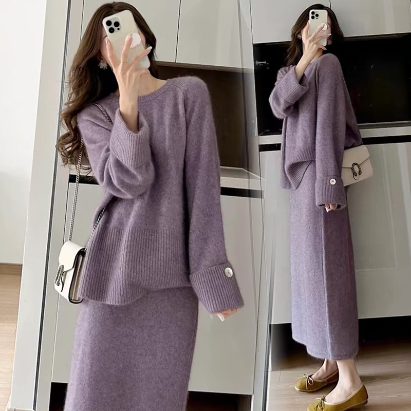 小香风早秋款孕妇装套装2025新款针织孕妇长袖上衣显瘦孕妇半身裙