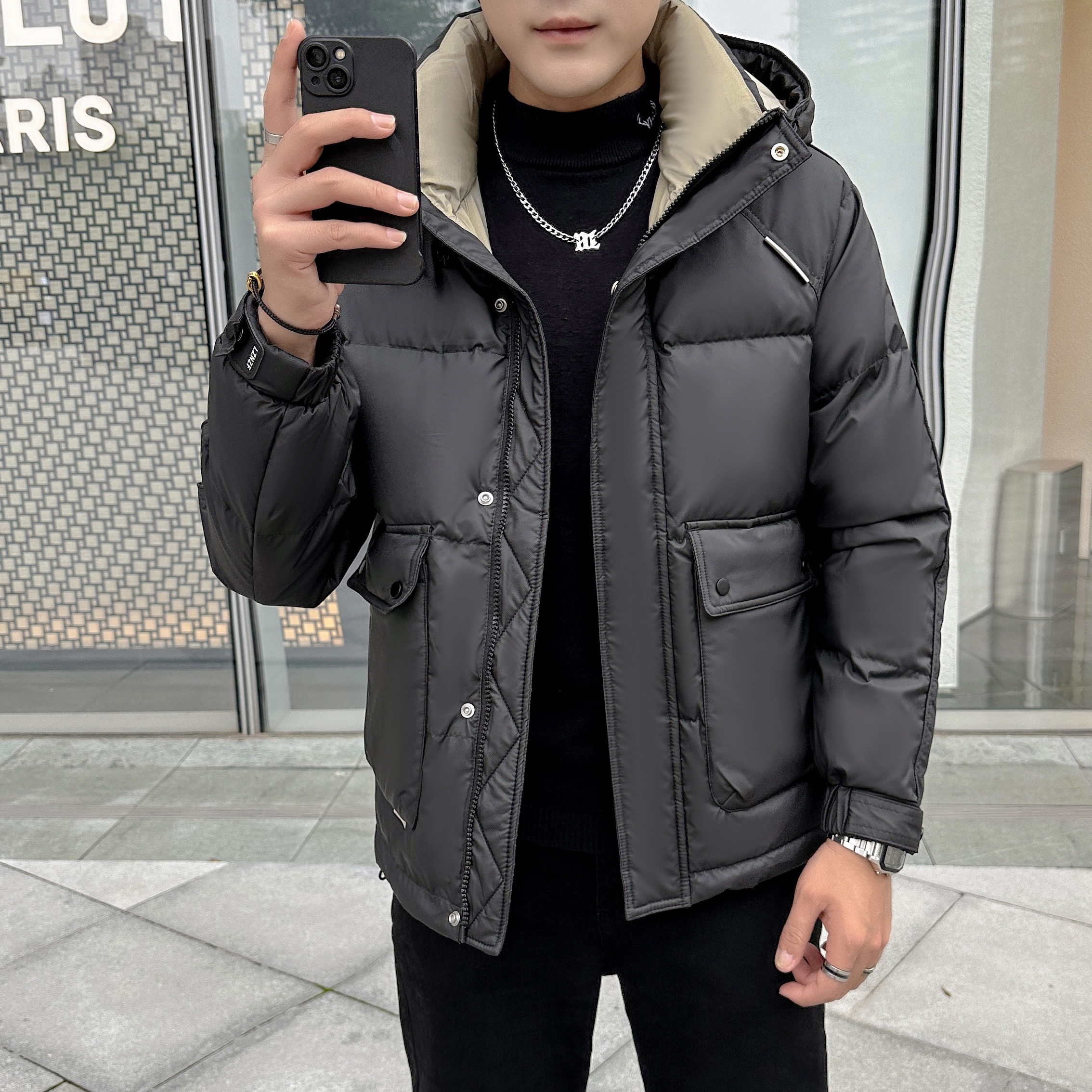 （羽绒）2025男士冬季新款羽绒服连帽短款时尚五防免洗羽绒服(9266)