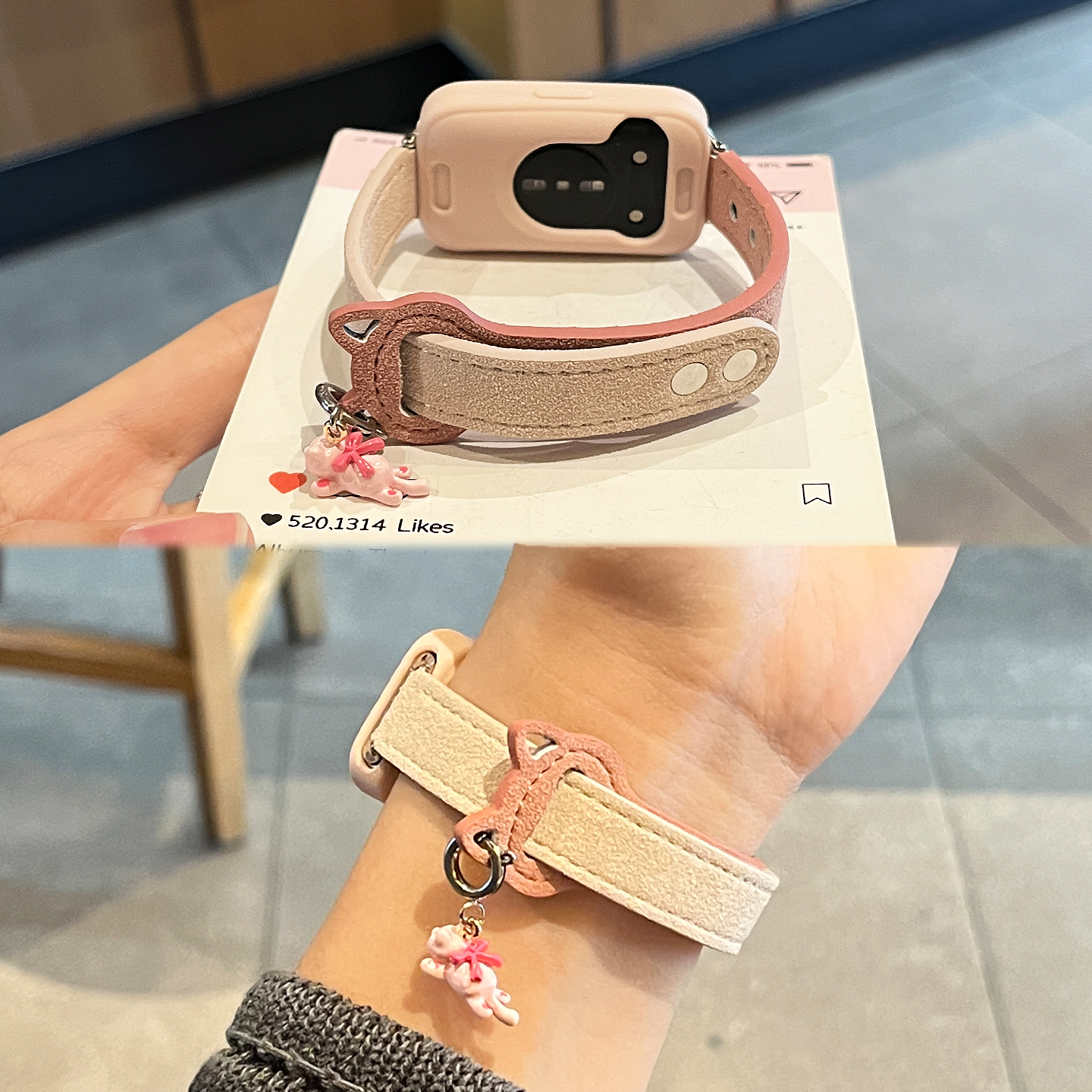 适用华为手环9表带10NFC女款band8秋冬7双钉猫耳6pro翻毛皮XL腕带