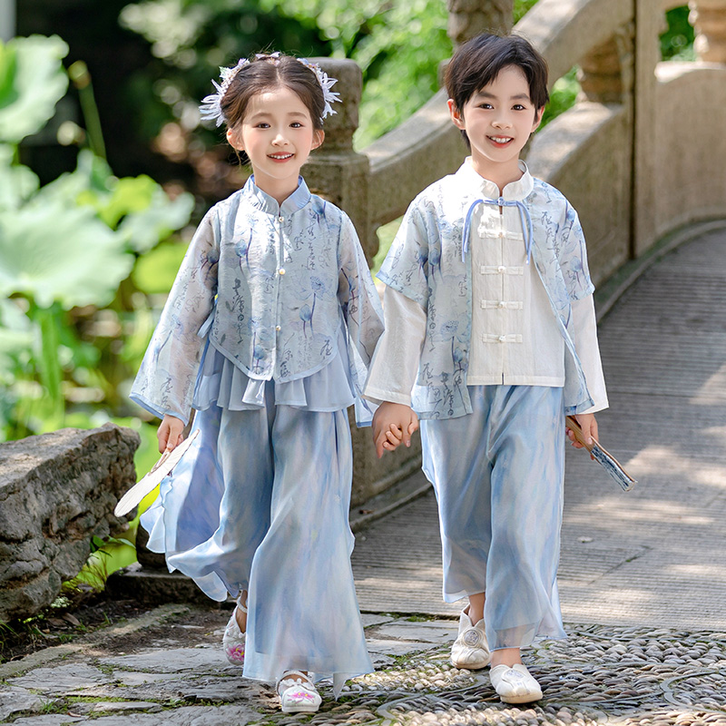 儿童汉服秋季国风套装2025新款男女孩中式唐装学生中秋国庆表演服