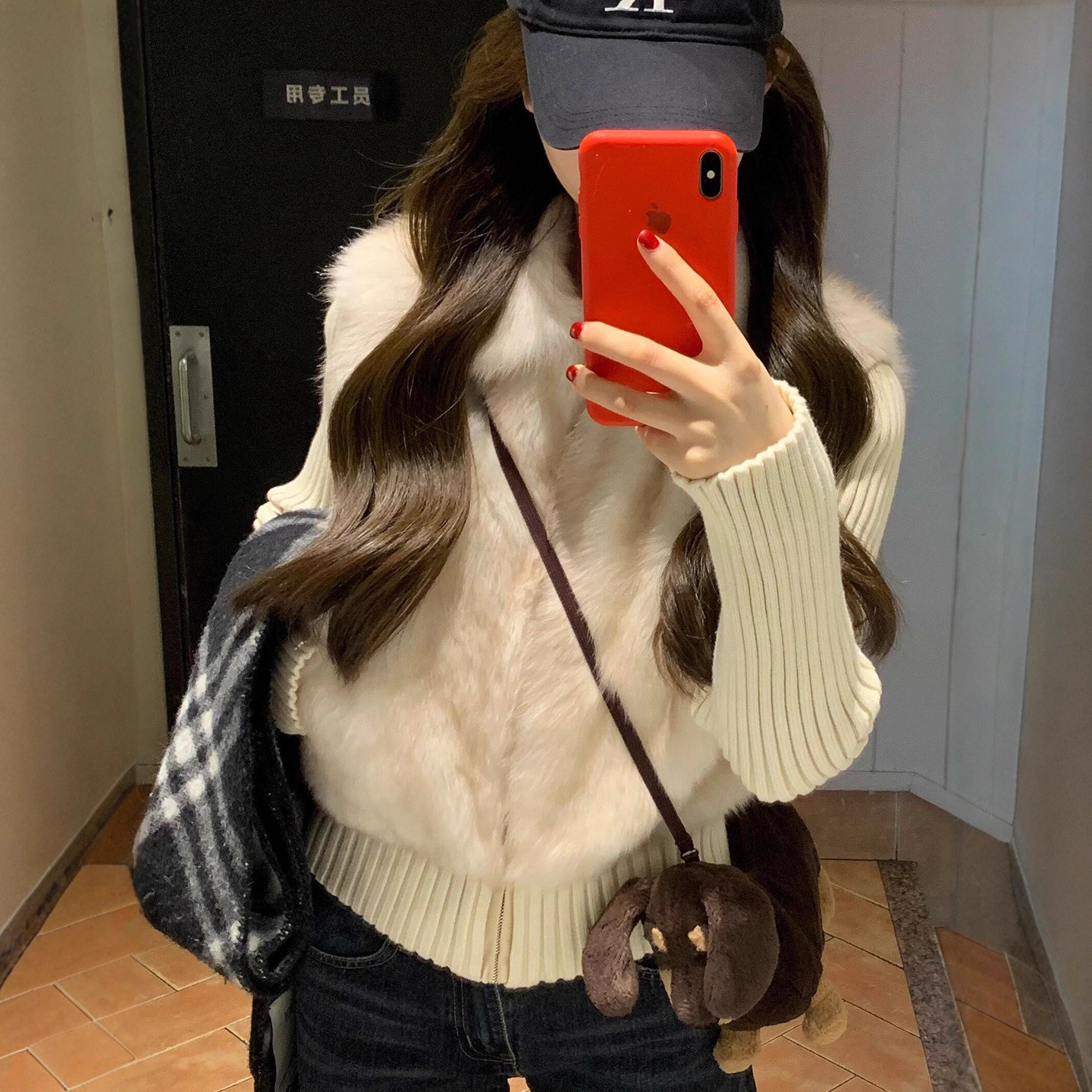 环保皮草毛毛外套女短款2025冬季韩系ins小个子针织袖马甲可拆卸
