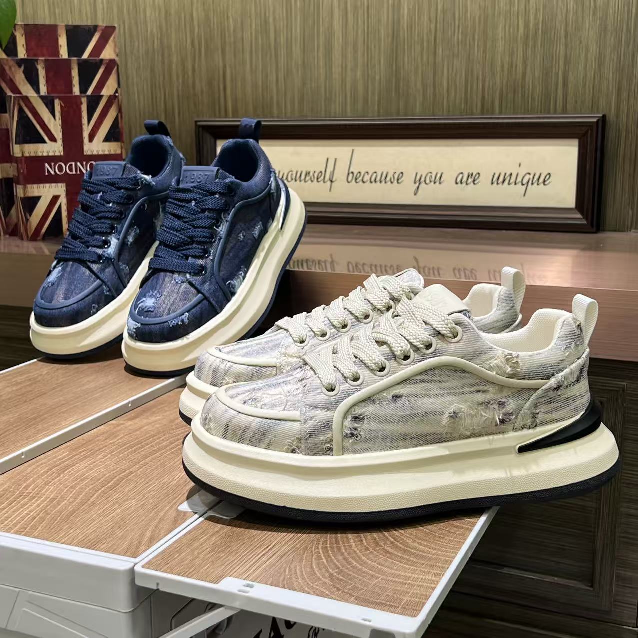 2026男士新款百搭潮流舒适厚底个性复古春季时尚休闲鞋（皮鞋码）