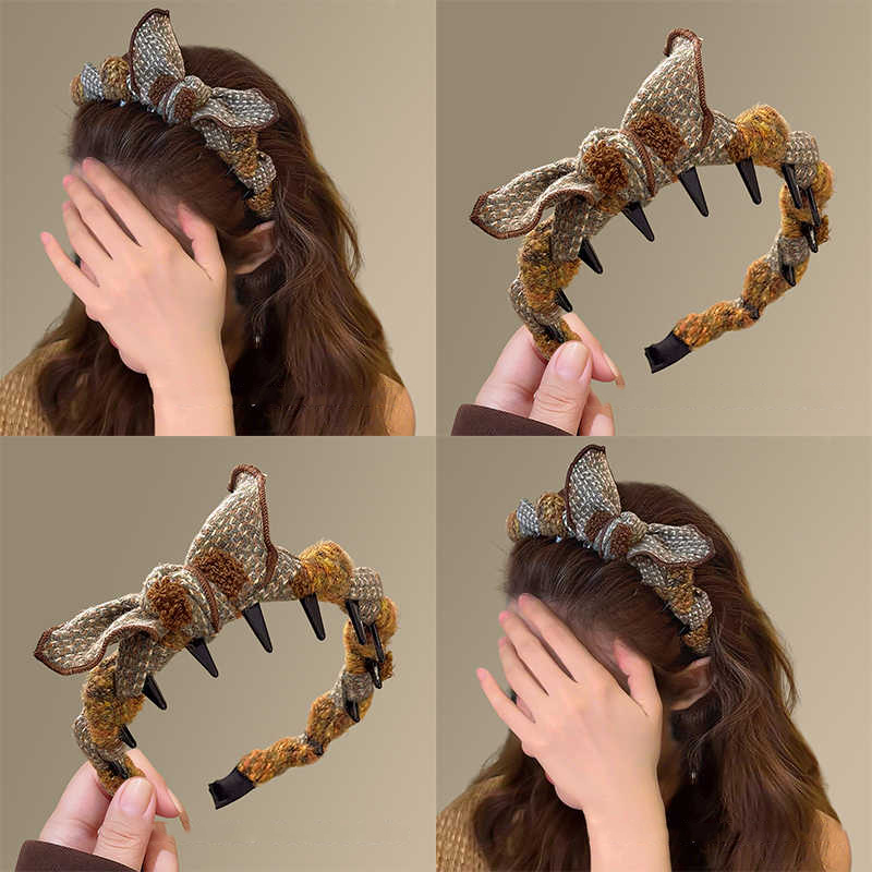 秋冬慵懒甜美毛呢蝴蝶结发箍女2025新款高颅顶头箍显脸小发卡头饰