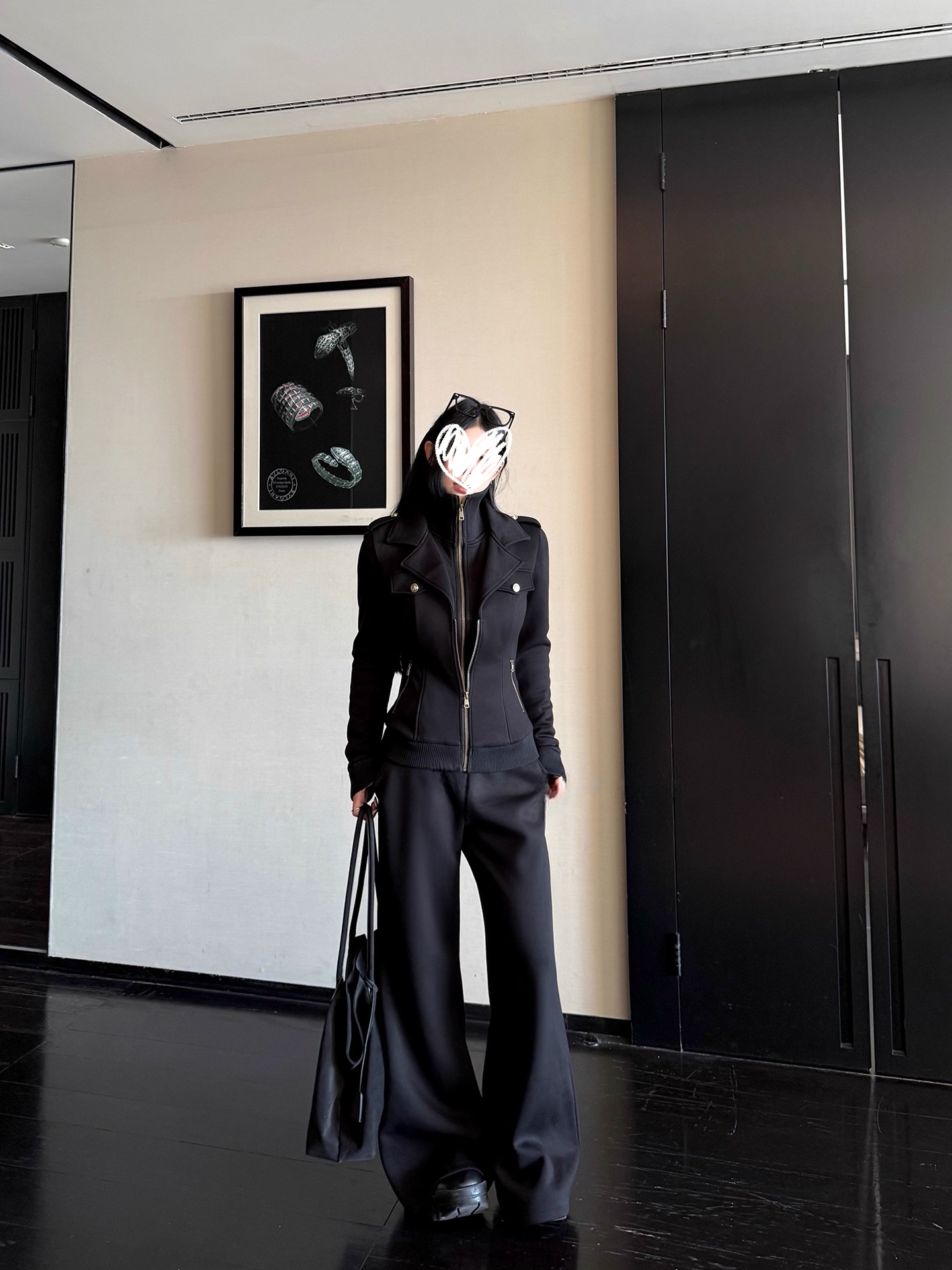 显瘦设计感假两件银狐绒加厚外套甜酷套装