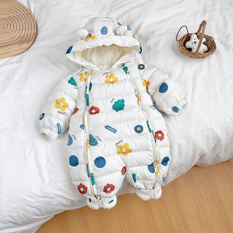外贸婴儿连体棉服新生儿哈衣包屁服男女宝宝外出抱衣加绒加厚爬服