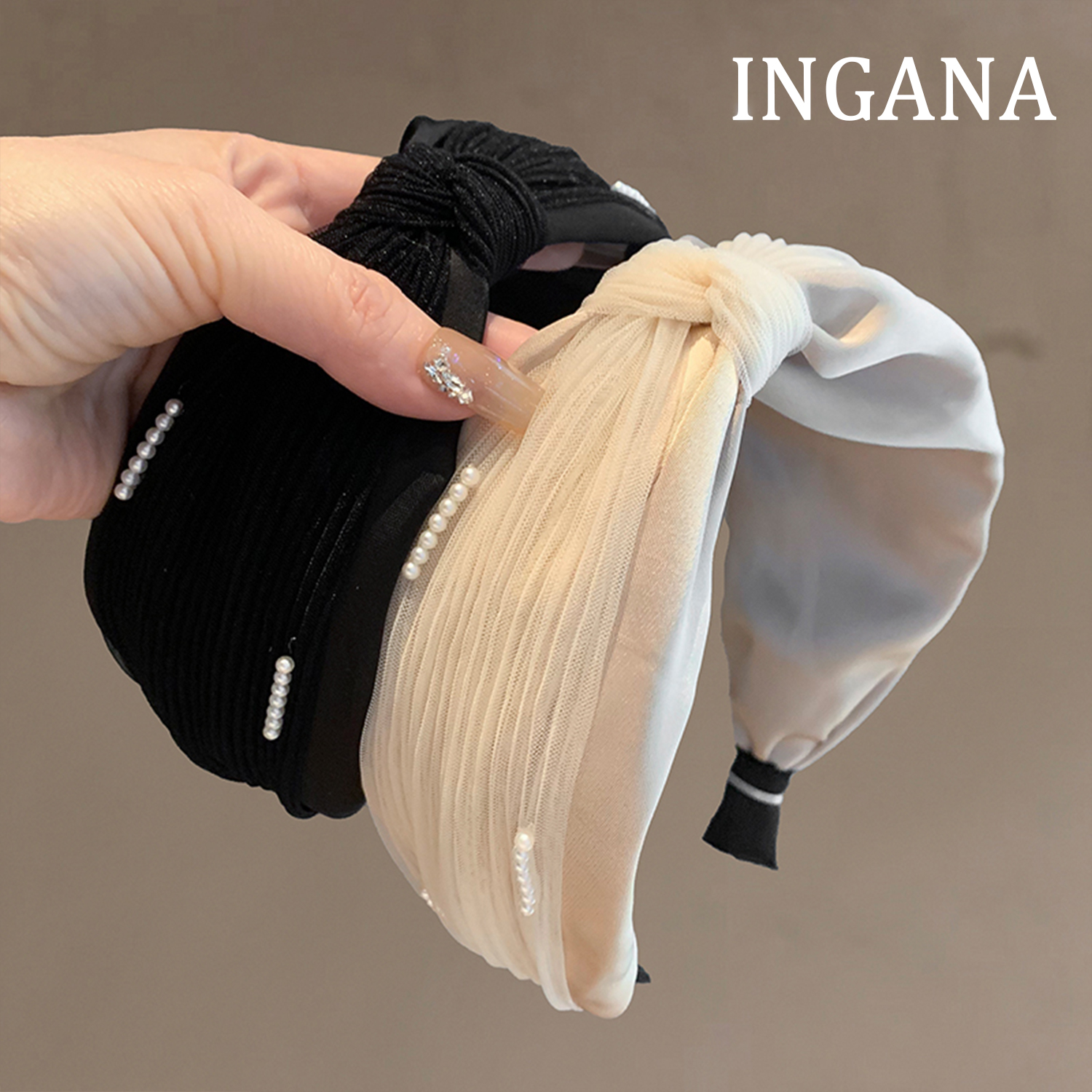 超百搭黑色宽边珍珠发箍高颅顶外出压发2025网红新款发捆洗脸头箍