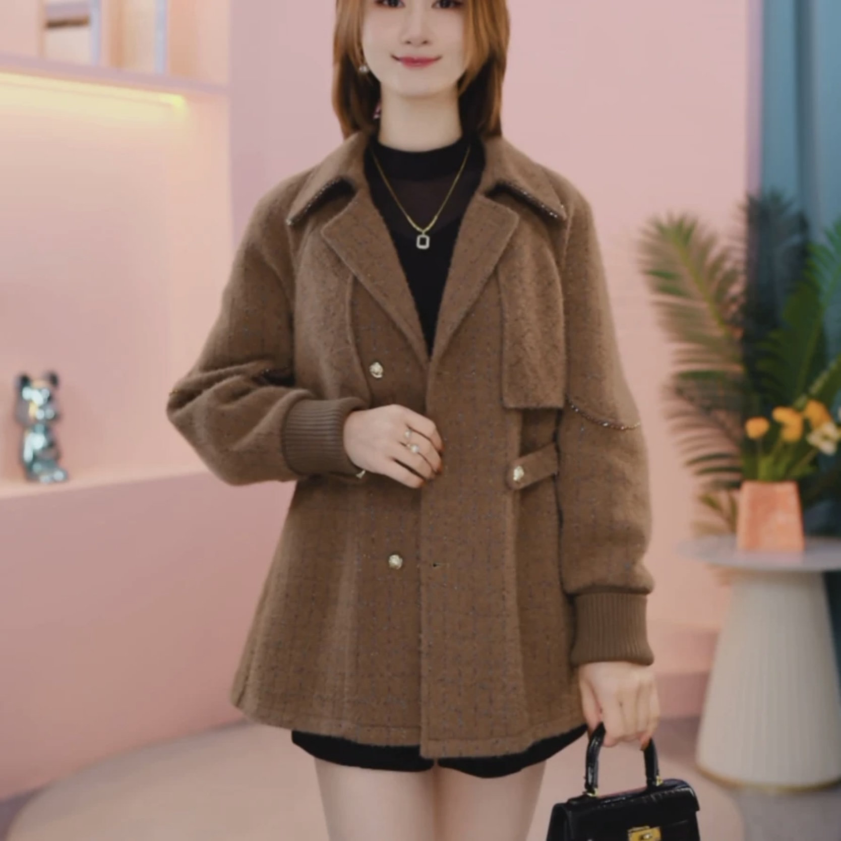 【外套】1104-2冬季2025洋气时尚新款女装百搭洋气质显瘦斗篷外套