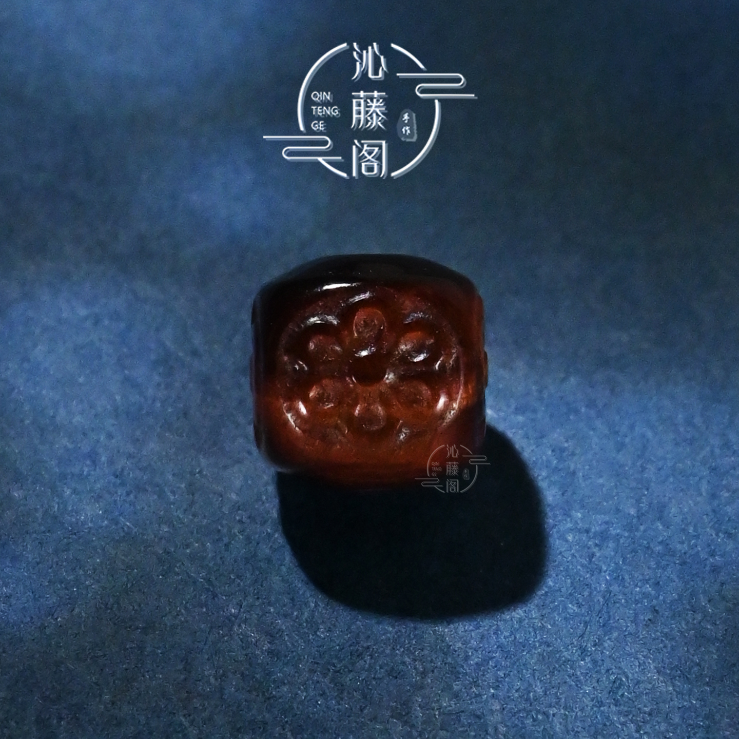 8MM红虎眼雕刻格桑花方珠文玩配珠手串手链配饰腰珠顶珠单珠散珠