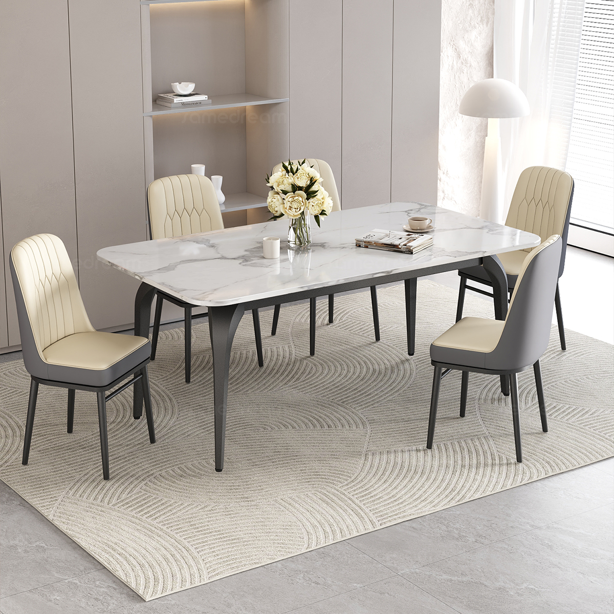 岩板餐桌家用小户型餐厅饭桌组合轻奢现代简约餐桌椅2025新款