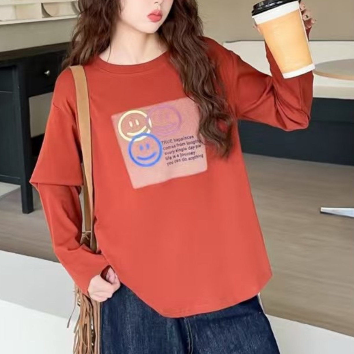 99101#特大板弯角圆领女士欧货时尚显瘦简单百搭上衣