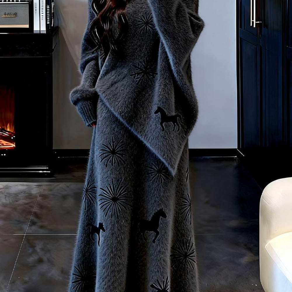 上衣糯软搭配套装冬季感2026年一整套新款半身裙高级慵懒独特针织