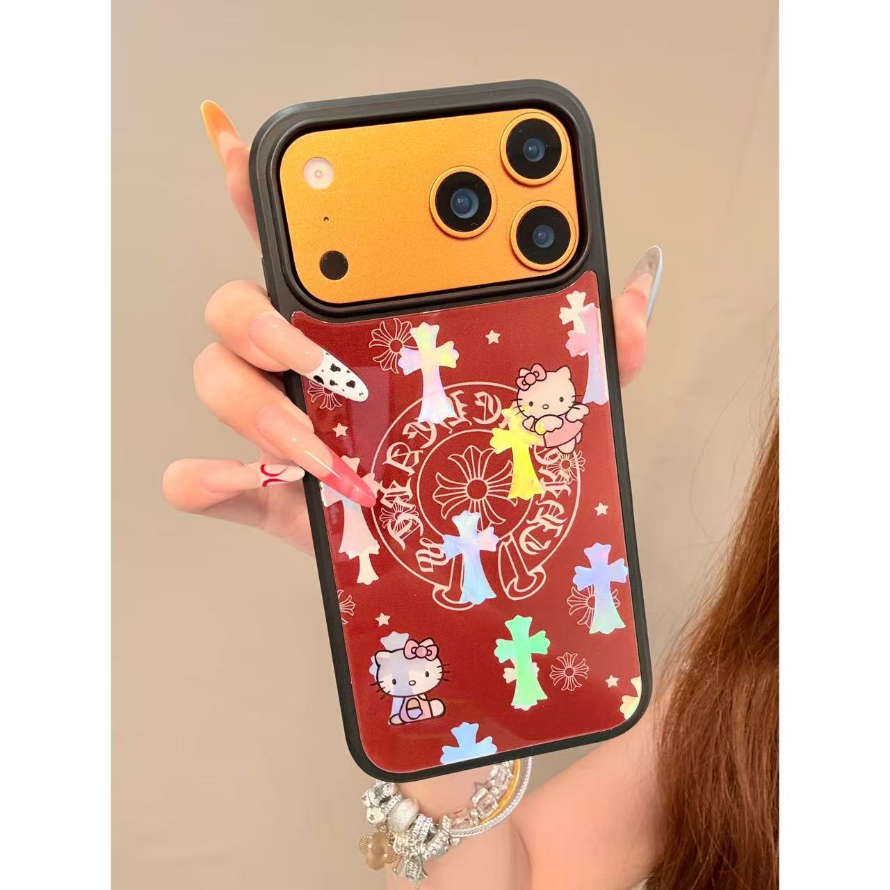 高级感ins风十字架彩金壳适用苹果17/16/15/防摔手机壳