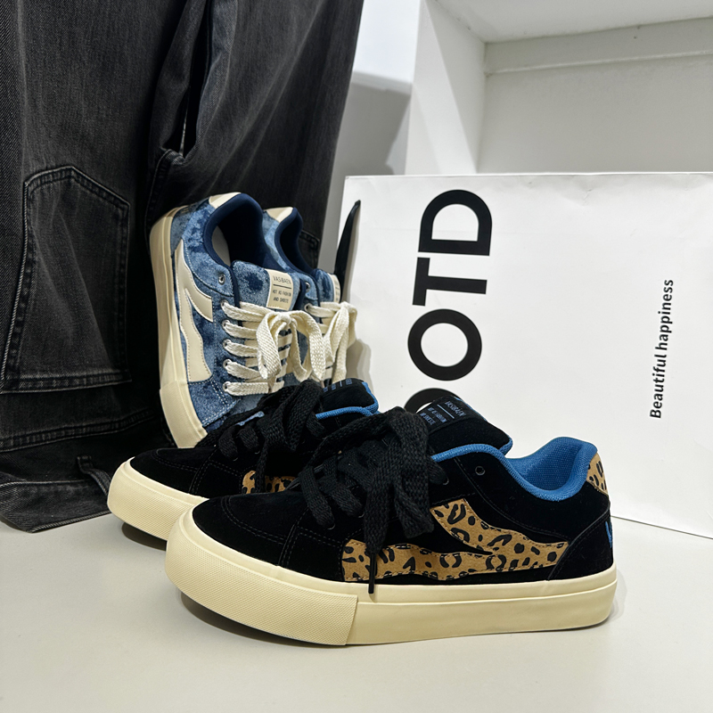 鞋子男爆款2025新款休闲鞋男生增高厚底板鞋男士百搭豹纹时尚潮鞋