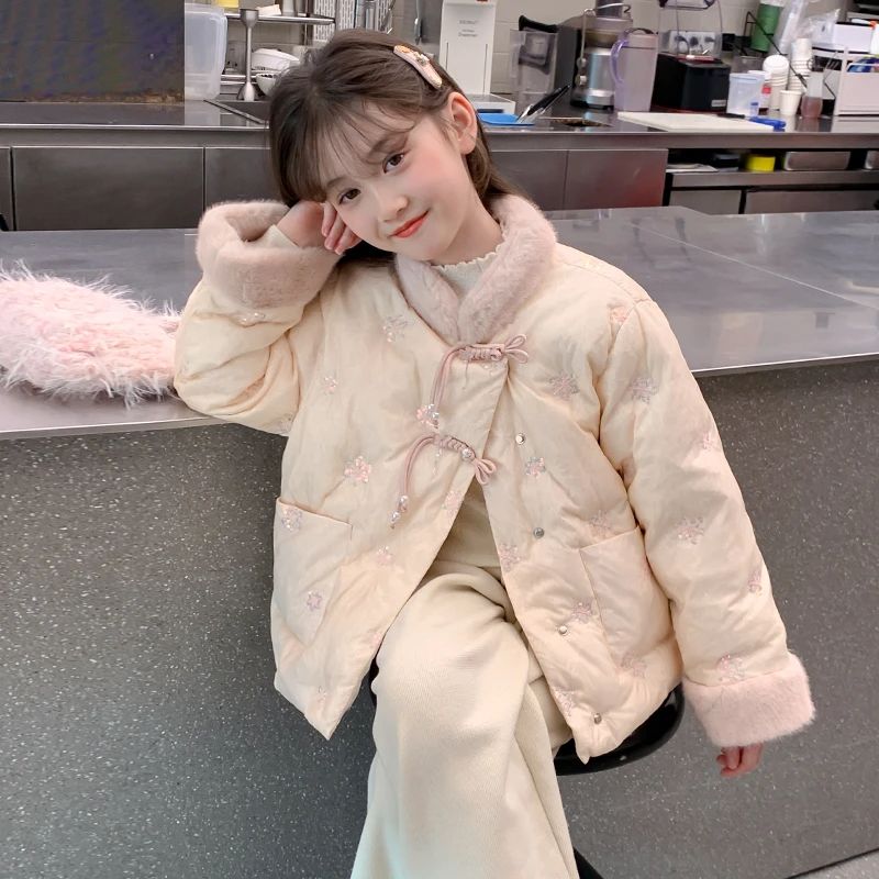 女童棉服2025新款冬季儿童夹棉外套大童国风棉衣新中式古风拜年服