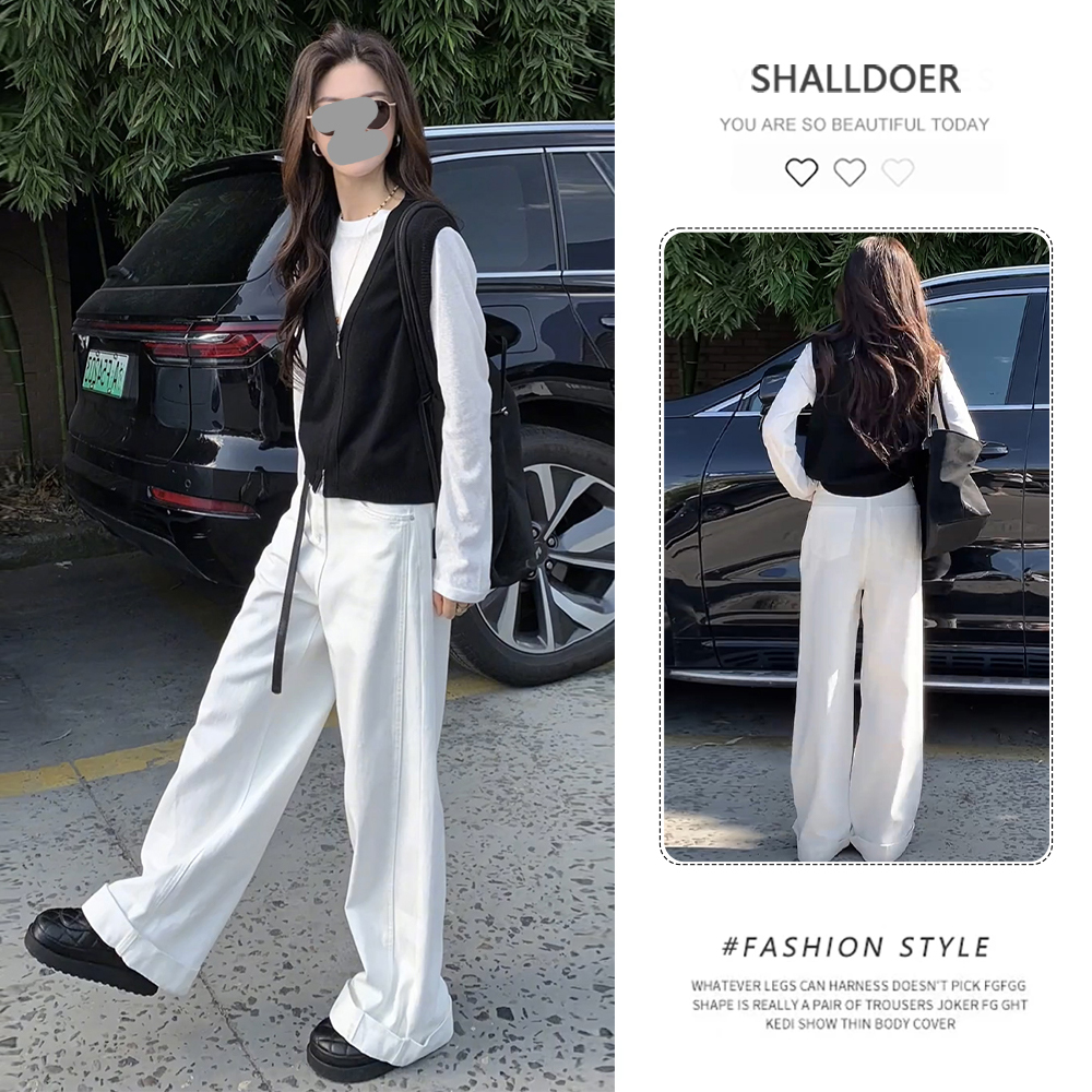 百搭老钱风女装套装2026春秋新款叠穿打底衫针织马甲阔腿裤三件套