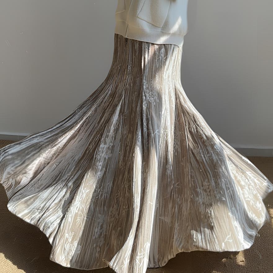 【有内衬-国风大摆丝绒鱼尾裙】步步生莲新中式国风显瘦长款半身裙