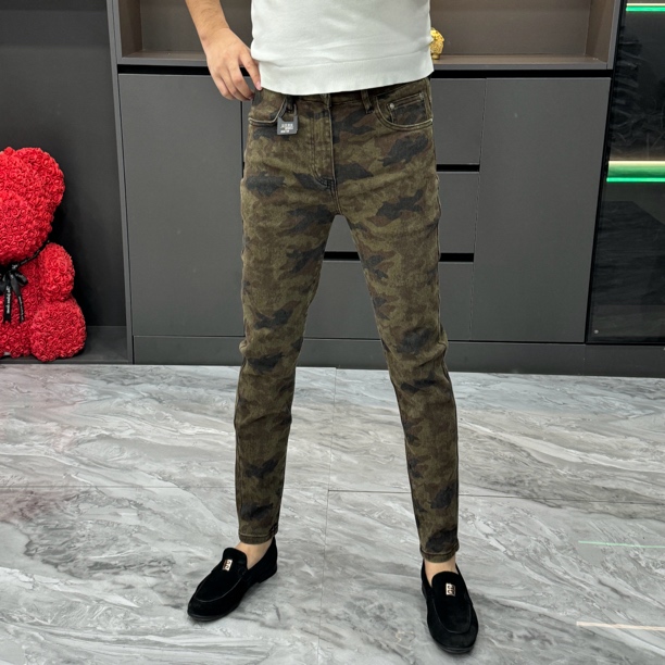 50063-秋季男士时尚迷彩修身小脚牛仔裤高品质欧货男裤