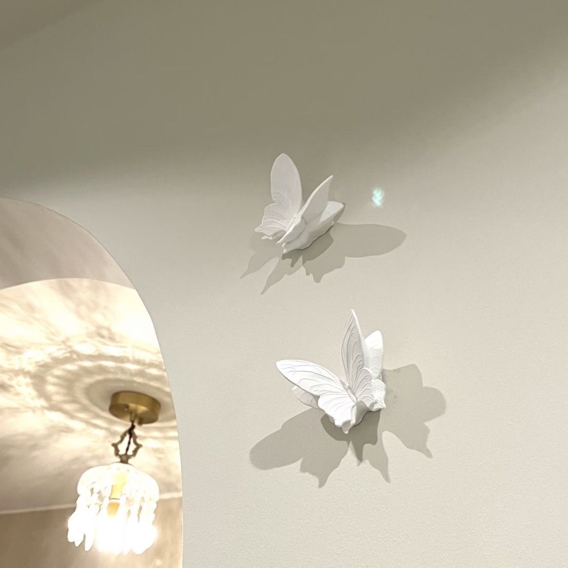 石膏立体蝴蝶浮雕法式雕花用于客厅拱门墙面装饰蝴蝶墙贴3D立体