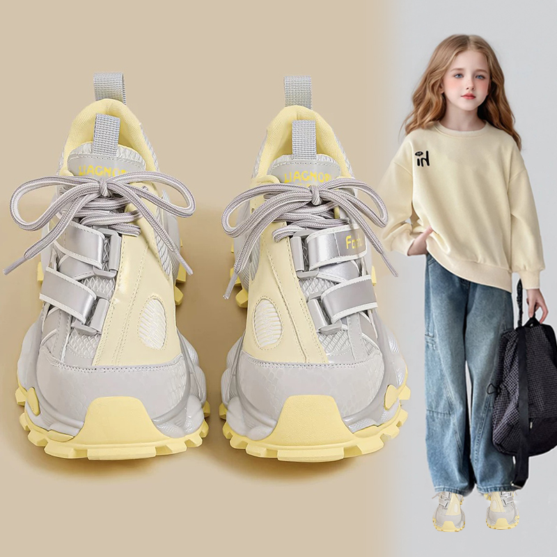 女童运动鞋2025秋冬加绒儿童老爹鞋中大童百搭阿甘休闲鞋轻便防滑