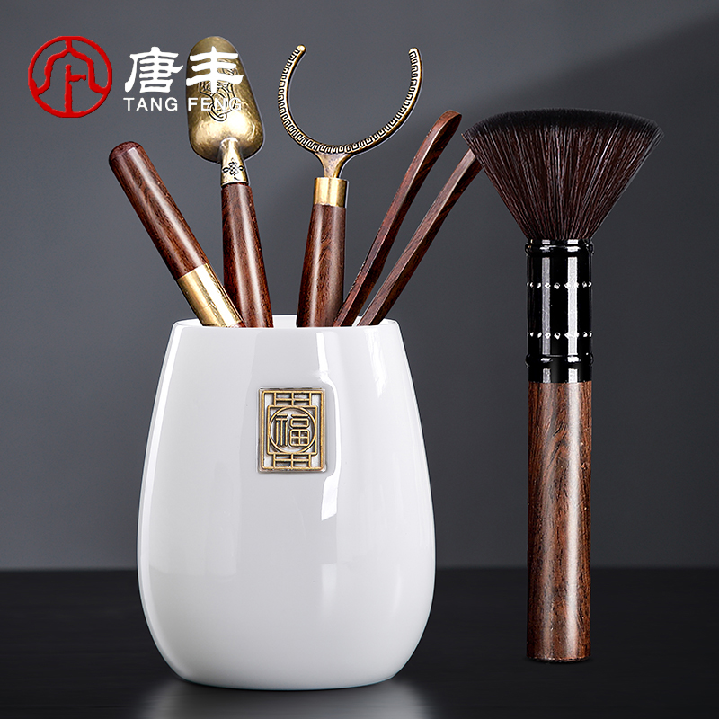 唐丰全套茶道六君子套装功夫茶具配件泡茶专用夹茶筒镊子摆件T