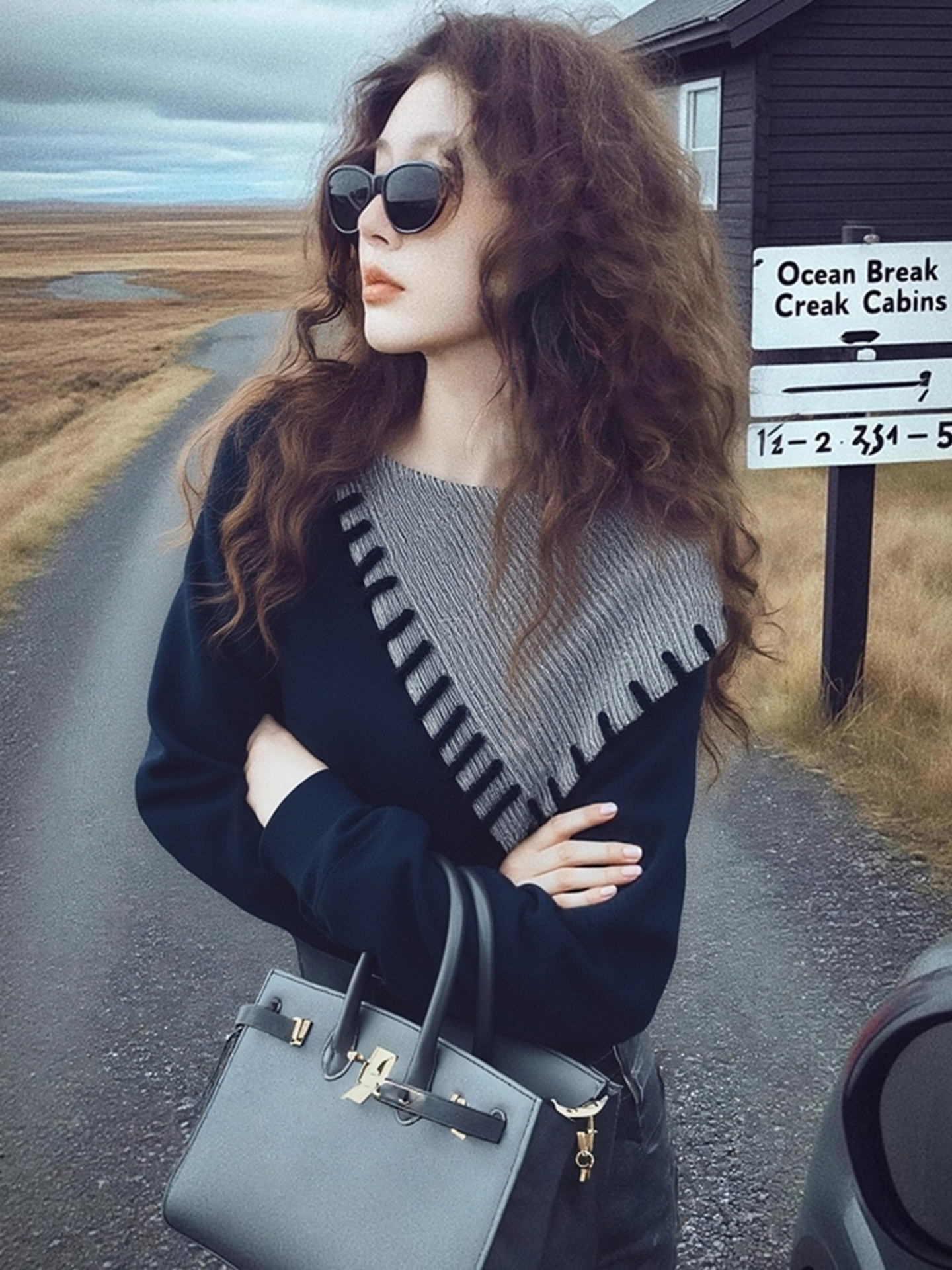 秋冬慵懒风假两件撞色拼接卫衣女高级设计感小众百搭休闲长袖上衣