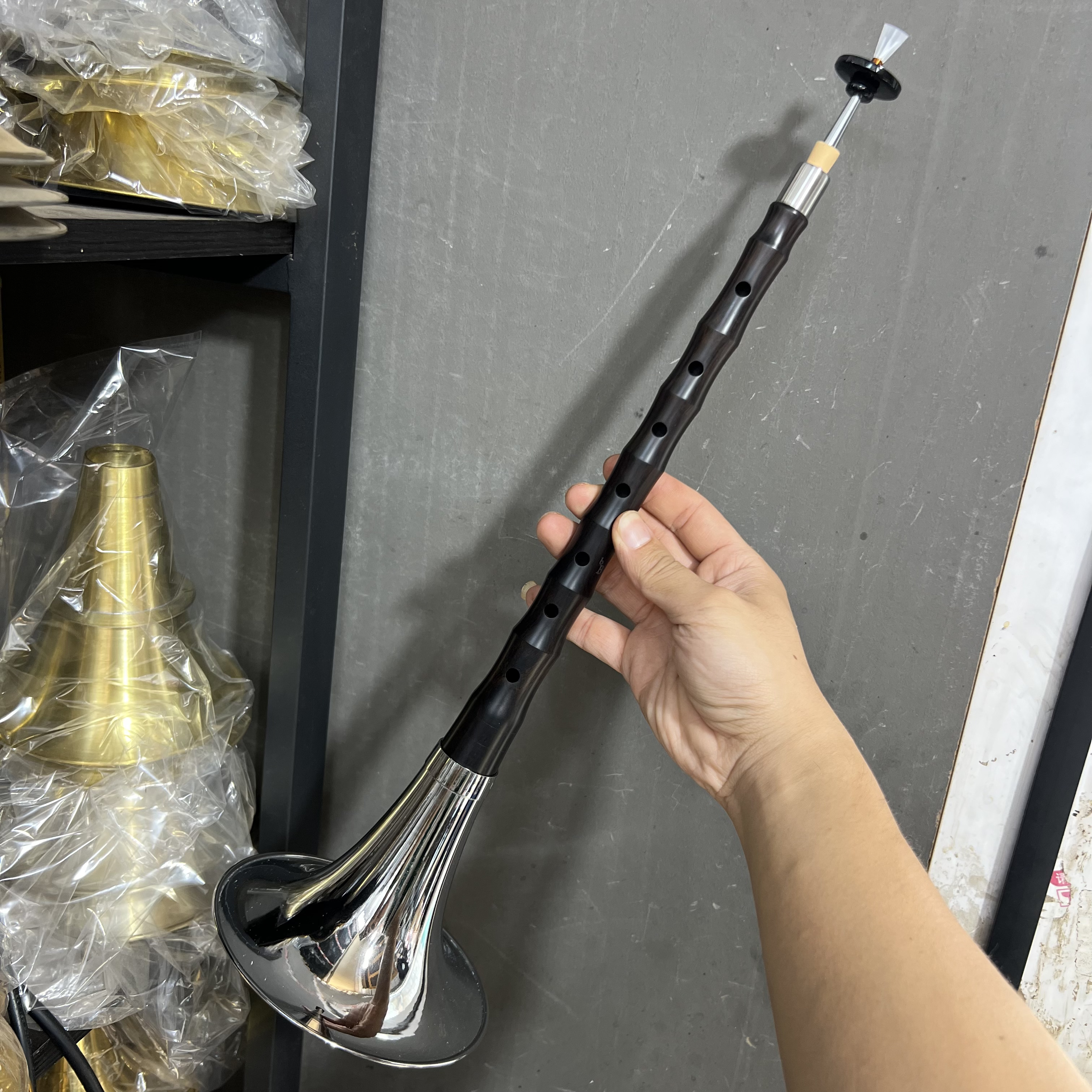 降B紫光檀木专业唢呐练手配白软木芯子电镀白碗两个三道筋哨片