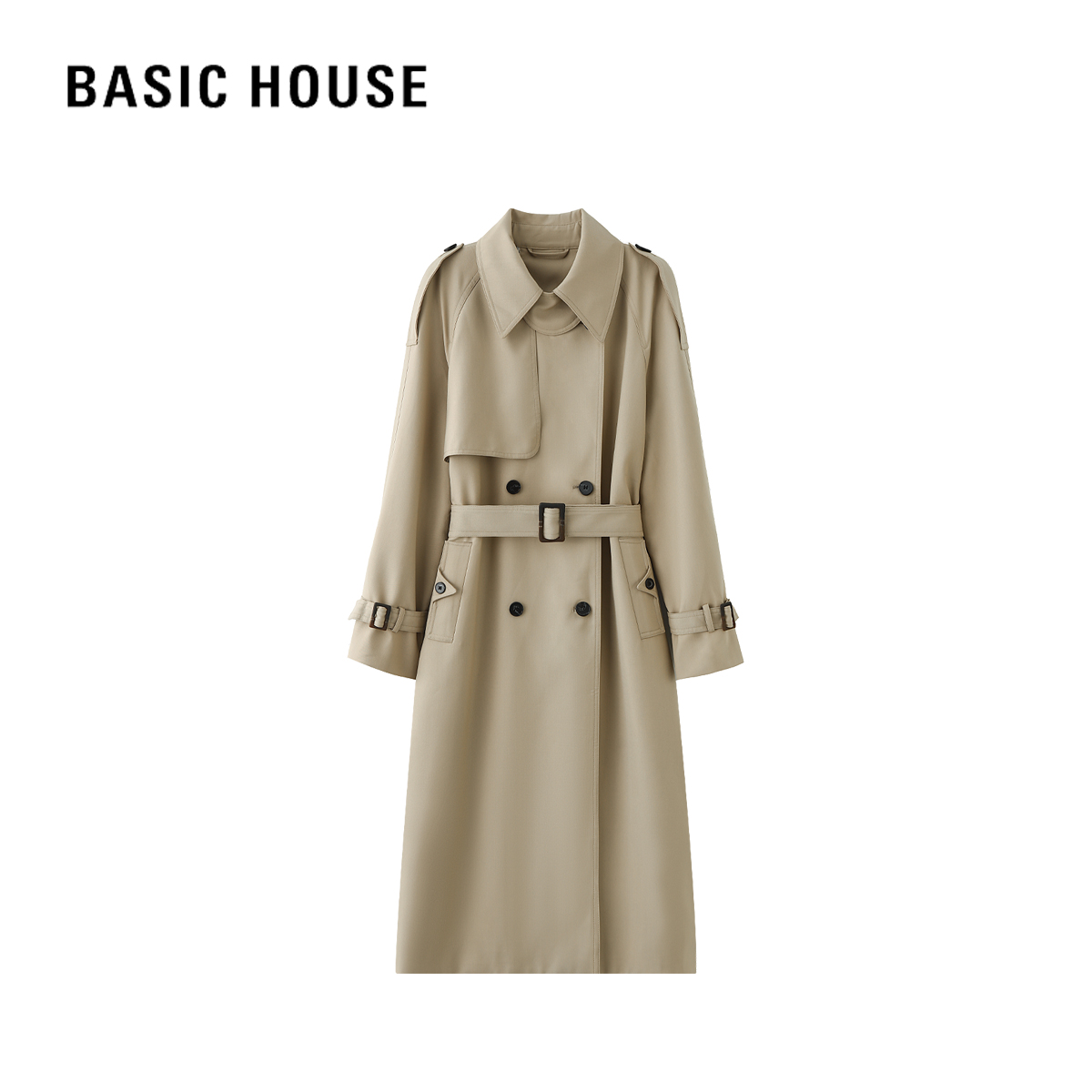 百家好韩系减龄英伦风高级感翻领纯色风衣女秋季新款垂感大衣外套