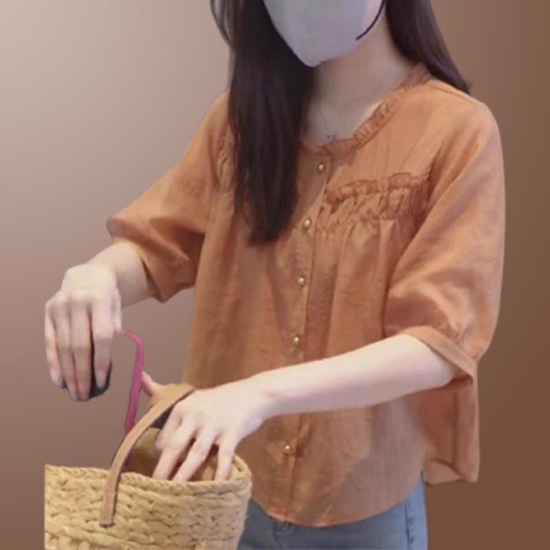 香朵儿高级感ins风休闲风上衣衬衫2025年夏季新款时髦通勤短袖女