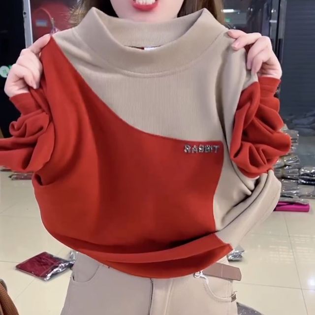 半高领保暖女士加绒长袖打底衫秋冬2025新款妈妈内搭外穿大码上衣