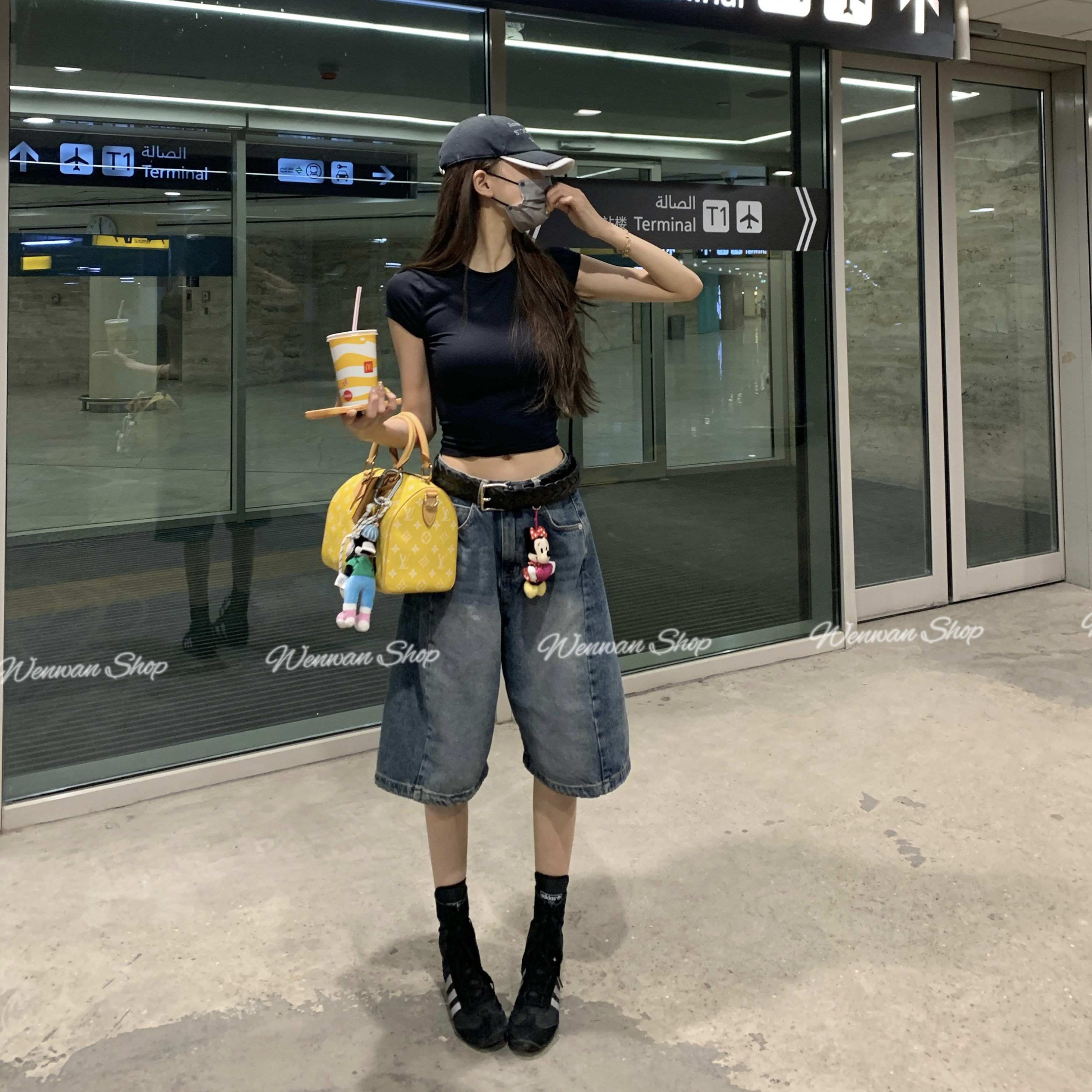 【店长力荐】弯刀五分牛仔夏季新款宽松牛仔裤