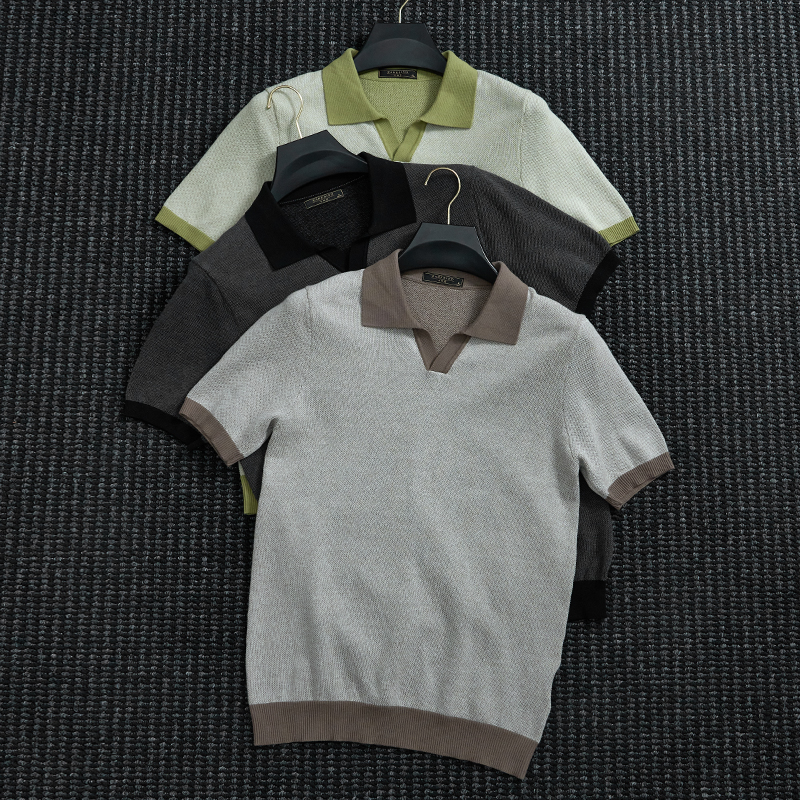 优雅绅士 夏季新款透气纯棉男士翻领针织POLO衫休闲百搭短袖男T恤