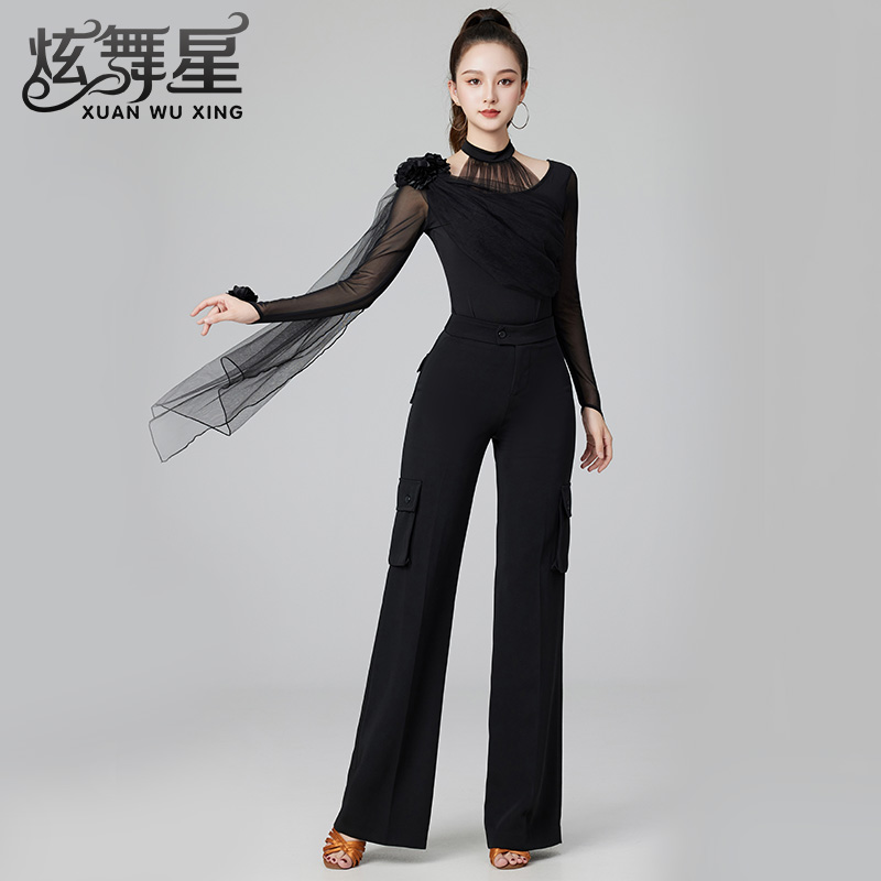 高级感拉丁舞套装舞蹈服时尚高腰显瘦练功服成人新款交谊舞跳舞服