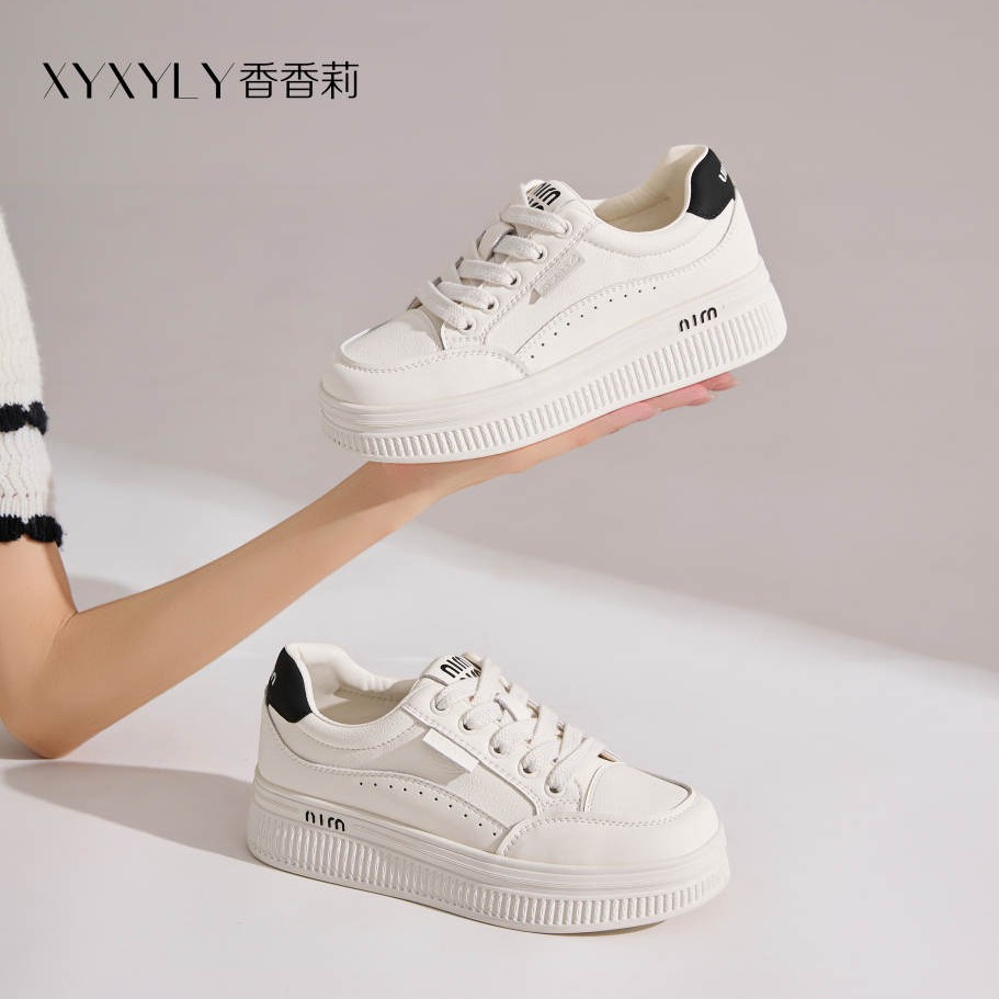 香香莉女鞋31555厚底小白鞋女款2025年春季新款百搭学生休闲板鞋