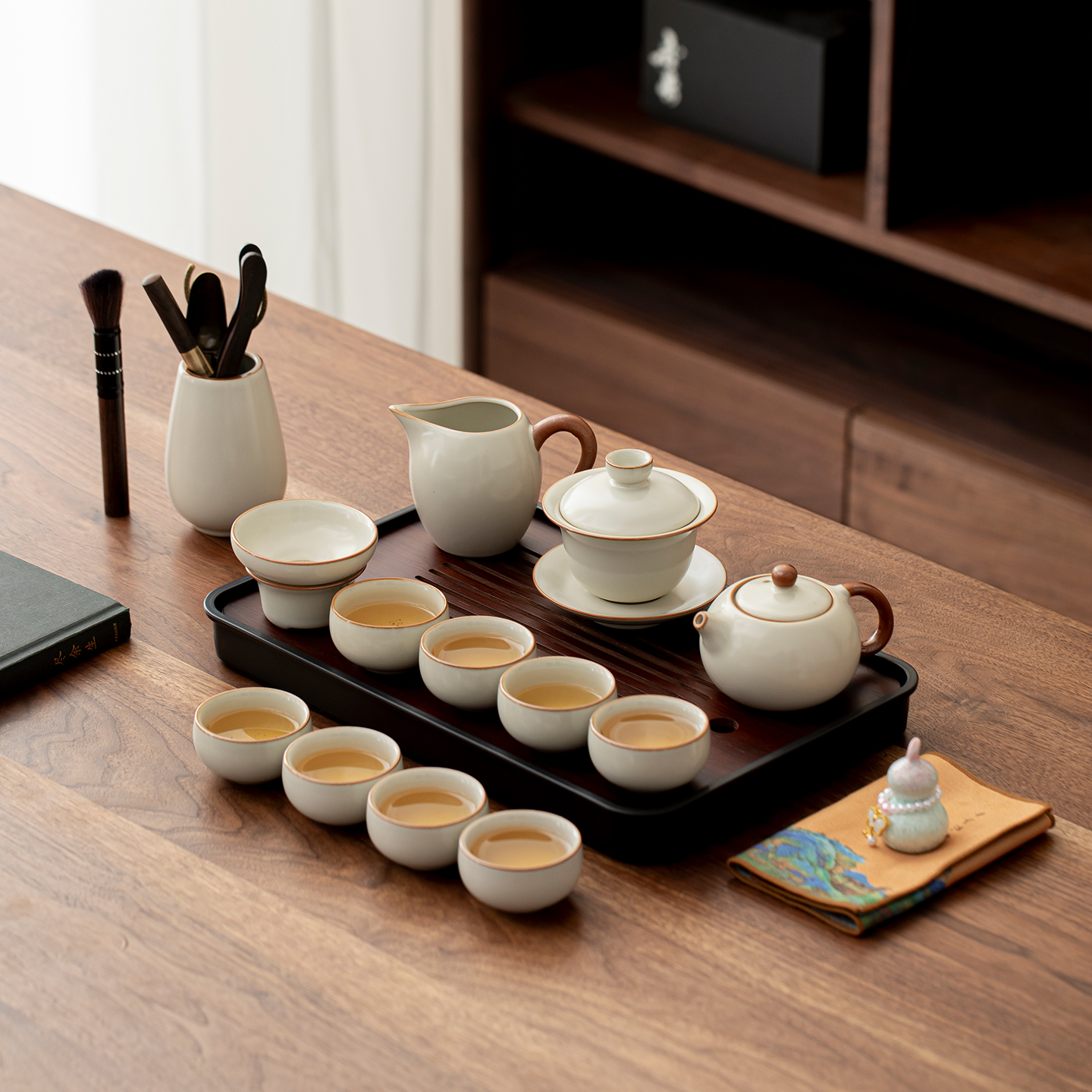 汝窑茶具套装家用高档防烫盖碗泡茶壶汝瓷茶杯茶盘办公室喝茶整套